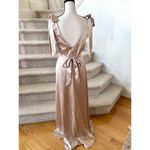 Revelry Stevie Satin Honey Beige 744 Champagne Maxi bow Shoulder Dress Gold Size 8 Photo 3