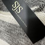SJS Knit 3/4 Sleeve Rayon Poly Dolman Sleeve Gray White Stripe Pullover Size Med Photo 4