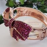 Rose Gold Hinge / Clamper Bracelet Fuschia Pink Crystal Bow Design New Photo 3