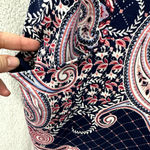 Charter Club  Sheath Dress Women Large Blue Paisley 3/4 Sleeve Stretch Boho Retro Photo 4