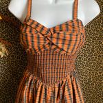 Unique Vintage NWT 50’s Orange & Black Plaid Shimmy & Shake Swing Dress | XS Photo 6