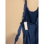 Anthropologie Current Air Satin-Like High Low Asymmetrical Navy Dress New Photo 5