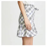 Veronica Beard  Kaia tie waist blue white plaid ruffle miniskirt waist 26-27” P38 Photo 4