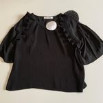 Chloé NEW See By Chloe Black Chiffon Accordion Pleated Ruffle Detail Blouse Shirt Top Photo 0