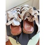 Maje NWT Fidil Flat Gladiator Sandals Size 39 Brown Leather Ivory LaceUp Studded Photo 3