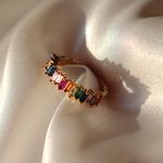 Boutique Rainbow Gem Cluster Ring Adjustable 5-9 Photo 0