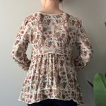 Sundance Autumn Print Floral Blouse Button Cuff Long Sleeve V-Neck Babydoll EUC Photo 1