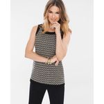 Chico's  Travelers Womens Large Top Black Gold‎ Chain Mesh Tank Blouse Workwear Photo 6