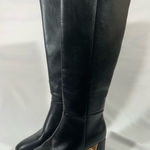 XOXO KENDAL LEATHER TALL BOOT WITH GOLD HEEL ACCENT ZIP WOMEN SZ 10M BLACK NEW Photo 0