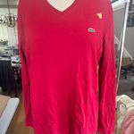 Lacoste  Red V-Neck Long Sleeve Shirt (has small flaw ) Photo 0