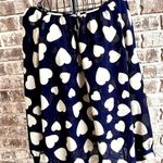 J.Crew Blouse Size Medium Navy Cream Hearts Keyhole Button Top Valentine… Photo 0
