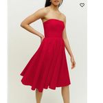 Reformation Buttercup Dress Size 10 Red Fit and Flare Strapless Midi Formal Photo 3