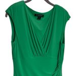 Ralph Lauren Lauren  Green Cap Sleeve Ruched V Neck Dress Size 10 Photo 4
