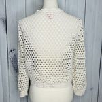 Elle  Womens Open Front Crochet Cardigan Sweater Beige Sz M Short Photo 7