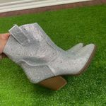 Forever Women’s Size 5.5 Silver Rhinestone Western Ankle‎ Boots Glam Bedazzled Photo 2