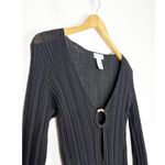 l*space L* Wailea Cover Up Size Medium Black Ribbed Knit Semi Sheer Long Sleeves Photo 5