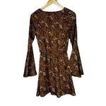 Peach Love California Peach Love Floral Bell Sleeve Fit & Flare Mini Dress Womens S Brown Cottagecore Photo 4