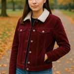 Forever 21 Velvet Sherpa Barn Jacket Womens S Burgundy Casual Western Cowgirl Photo 0