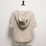 Far Away From Close Oatmeal Beige Knit Hooded Short Sleeve Snap Button Cardigan Photo 4
