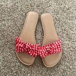 Time And Tru Time Tru Checkered Print Sandals Color Red & White With Bow Detail Size 7 NWOT Photo 5