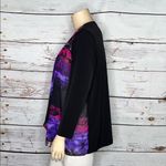 Susan Graver Size 1X Black - Chiffon Printed Open Front Cardigan Jacket Photo 2