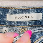 PacSun Light Wash Denim Distressed High Rise Festival Shorts Photo 2