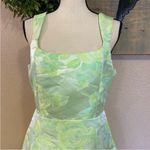 Lulus Brighter Side Light Green Floral Satin Jacquard Mini Dress Size M Photo 7
