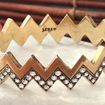 J.Crew  Hinged Zig Zag Brass Bangle Bracelet with Rhinestones Photo 0