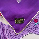 Glentex Silk Scarf Hand Rolled Korea Beauty Beast Roses Pink Purple 34" x 31.5" Photo 2