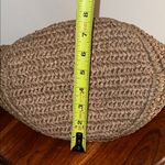 Floral Embellished Brown Woven Tote Bag beaded and bedazzled with floral accents Photo 8