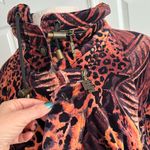 Vintage Velour Coat Bomber Jacket Velvet Wild Animal Print 10 L Large M Medium Brown Photo 9