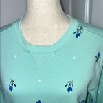 Karen Scott Mint Sweatshirt with Blue‎ Floral Design Photo 6