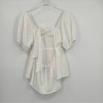 AQUA Babydoll Eyelet Top in White Size Medium NWT Photo 2