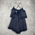 Abercrombie & Fitch Abercrombie &‎ Fitch Navy Floral Romper Womens M Boho Festival Lace Trim Photo 3