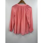 Lilly Pulitzer Lilly‎ Pulitzer Blouse Womens Medium Pink 100% Silk Henley Smocked Peasant Boho Photo 5