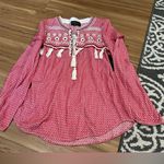 Romeo + Juliet Couture Red and White Bohemian Knit Long Sleeve Top NWT Size S Photo 0