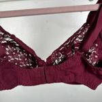 Maidenform Vintage 34D Bra Lace Burgundy Plunge 3229 Cotton Conuture See Through Photo 9