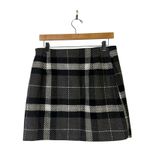 H&M Plaid Mini Skirt Womens 4 Black Gray Preppy Schoolgirl A-Line Classic Fall Photo 4