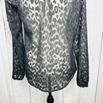 Ann Taylor Black Long Sleeve Sheer Lace V-Neck Button Down Blouse Top Sz S Photo 8