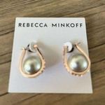 Rebecca Minkoff  Rose Gold Imitation Drop Grey Pearl Door Knocker Earrings Photo 0