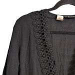 La Blanca Black Crochet V-Neck Crinkle Resort Tunic Cover Up XS Photo 1