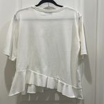 Sandro  Asymmetric Ruffle Hem Short Sleeve T-Shirt White Sz 3 (M) Photo 6