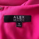 Alex Marie  Vibrant Pink Midi Dress with Ruffle Sleeves Size 14 Photo 2