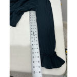 Forever 21 Womans Navy Long Sleeve V Neck Ruffle Accent Tie Front 1x Plus Blouse Photo 6