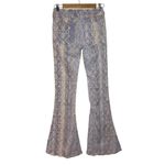 Altar'd State  Paisley Flare Pants Women's Size Medium Boho Blue Textured Stretch Photo 2