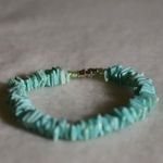Unique Vintage Vintage Stacked Puka Shell Aqua Blue  Screw Latch 6 Inch Bracelet Photo 1
