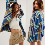 Free People NEW  We The Free So Long Summer Plaid Top Blue Tan Small Shacket Photo 2