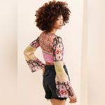 Free People NWT  Walk That Way Mix Print Corset Cropped Bell Sleeves Top Medium Photo 7