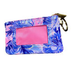 Lilly Pulitzer ‎ Wallet Zip ID Pink Blue Gold Tone Keychain Card Holder Photo 1