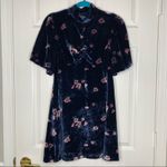 Free People  Womens Be My Baby Navy Blue Velvet Mini Button Back Dress Size 2/XS Photo 7